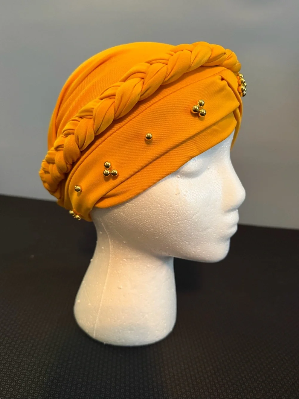 Lot of 5 - Braided wrap around turban hats. Fabric is soft polyester.